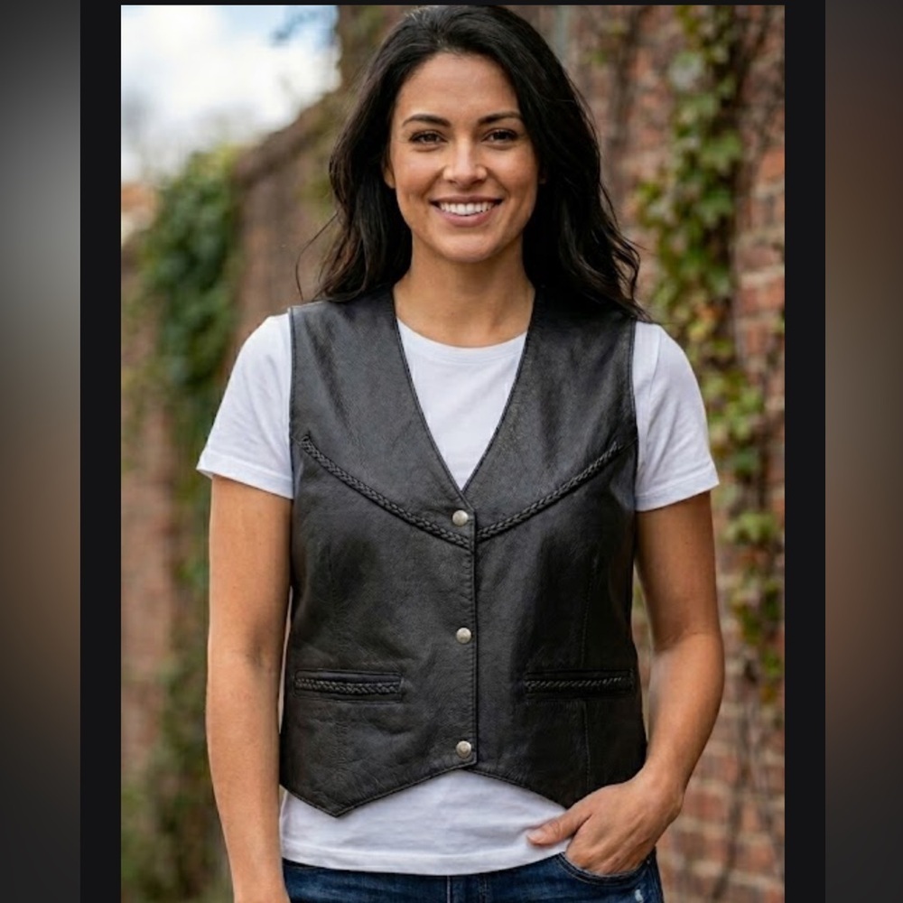 New Mob Black Leather Women's Vest